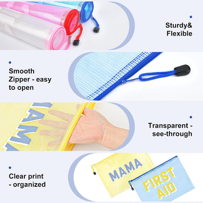 6pcs Hospital Diaper Bag Organizing Pouches for Labor and Delivery, Maternity Essentials Diaper Bag Organizer for Mommy Travel - Blue/Yellow