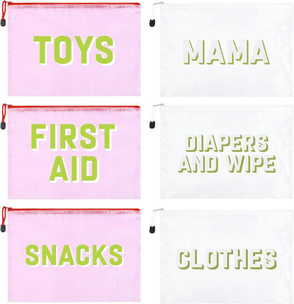 6pcs Hospital Diaper Bag Organizing Pouches for Labor and Delivery, Maternity Essentials Diaper Bag Organizer for Mommy Travel - Blue/Yellow