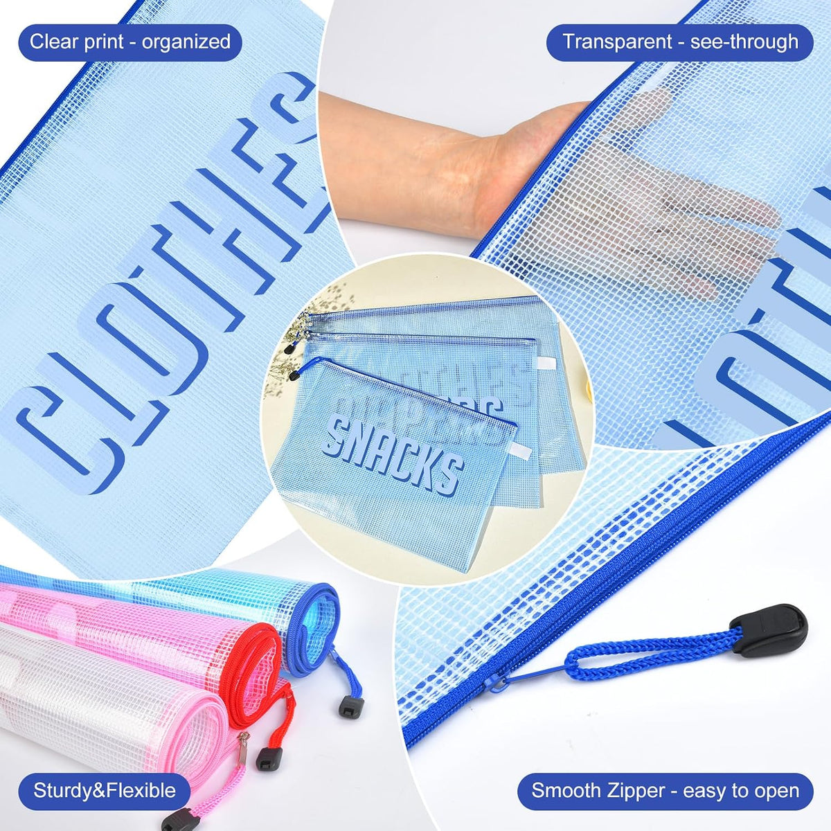 6pcs Hospital Diaper Bag Organizing Pouches for Labor and Delivery, Maternity Essentials Diaper Bag Organizer for Mommy Travel - Blue/Yellow