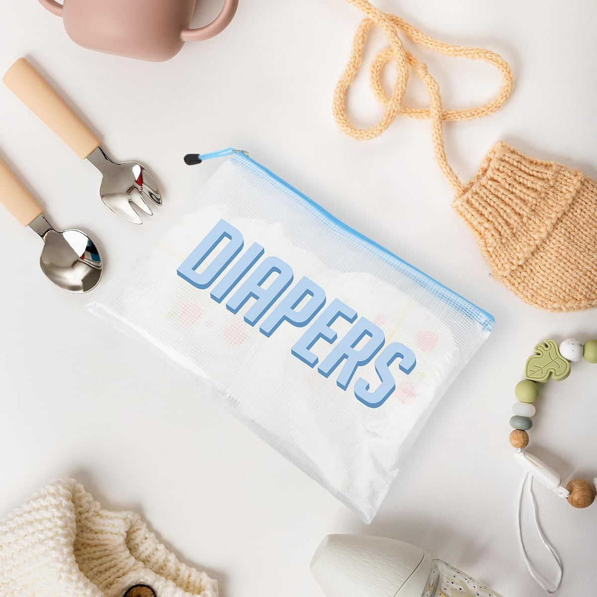 6pcs Hospital Diaper Bag Organizing Pouches for Labor and Delivery, Maternity Essentials Diaper Bag Organizer for Mommy Travel - Blue/Yellow