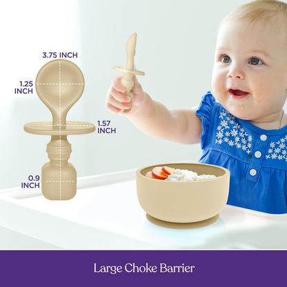 Silicone Baby Feeding Set - Suction Bowls With Lids and Spoons for Infants 0-6 Months, Extra Strong, BPA Free - Essentials for Babies & Toddlers