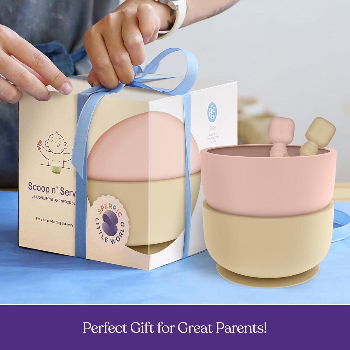 Silicone Baby Feeding Set - Suction Bowls With Lids and Spoons for Infants 0-6 Months, Extra Strong, BPA Free - Essentials for Babies & Toddlers