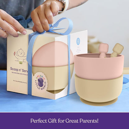 Silicone Baby Feeding Set - Suction Bowls With Lids and Spoons for Infants 0-6 Months, Extra Strong, BPA Free - Essentials for Babies & Toddlers