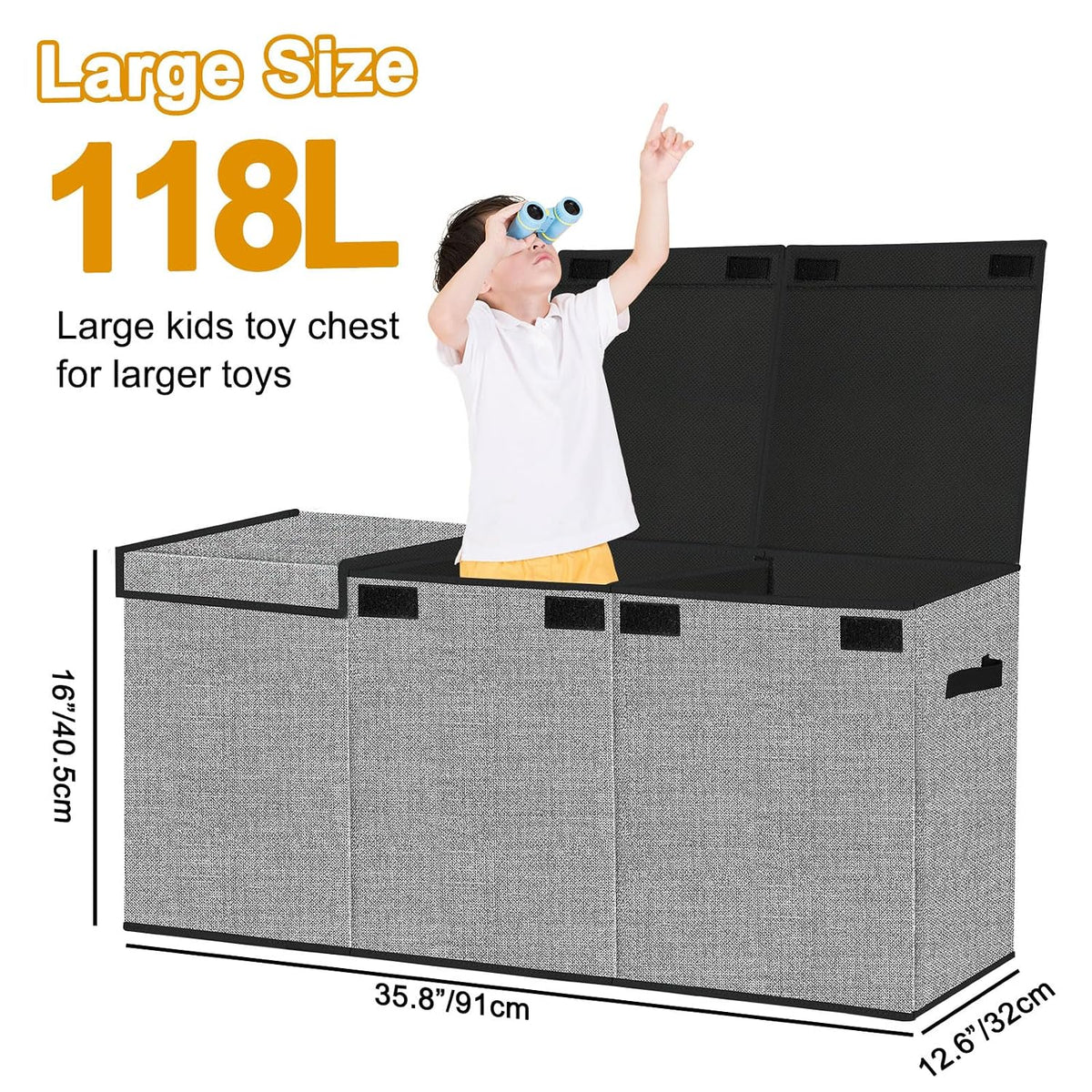 Extra Large Toy Box with Lid Foldable Plush Toy Organizer Chest