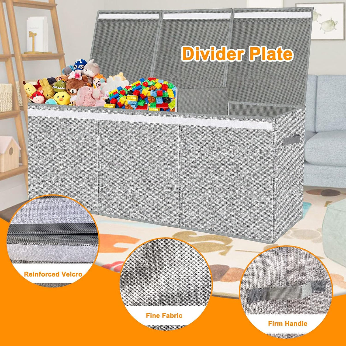 Extra Large Toy Box with Lid Foldable Plush Toy Organizer Chest
