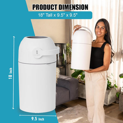 Magic Diaper Pail - Patented 100% Odor-Free System with Child-Safe Lock - Award-Winning Design - No Refills Required - Works with Regular Trash Bags - White