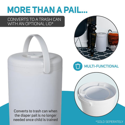Magic Diaper Pail - Patented 100% Odor-Free System with Child-Safe Lock - Award-Winning Design - No Refills Required - Works with Regular Trash Bags - White
