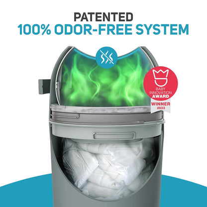 Magic Diaper Pail - Patented 100% Odor-Free System with Child-Safe Lock - Award-Winning Design - No Refills Required - Works with Regular Trash Bags - White