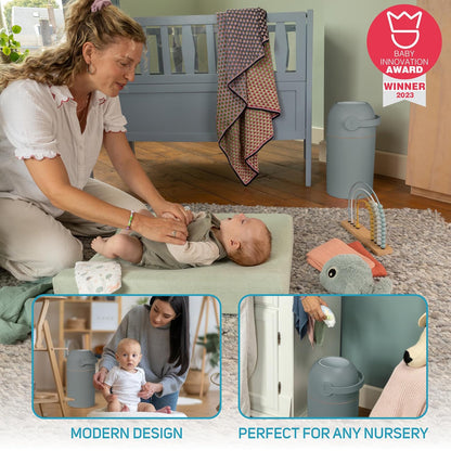 Magic Diaper Pail - Patented 100% Odor-Free System with Child-Safe Lock - Award-Winning Design - No Refills Required - Works with Regular Trash Bags - White