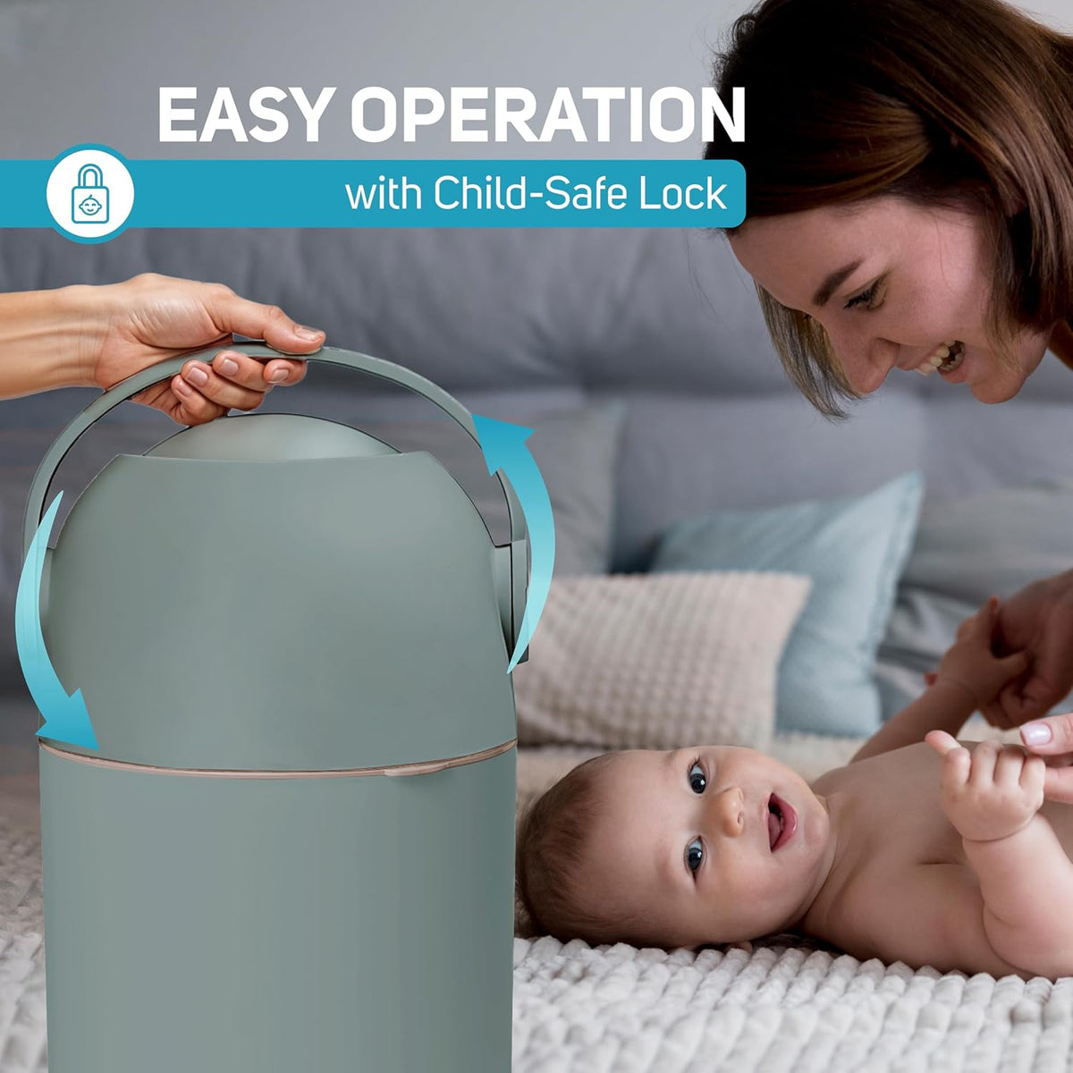 Magic Diaper Pail - Patented 100% Odor-Free System with Child-Safe Lock - Award-Winning Design - No Refills Required - Works with Regular Trash Bags - White