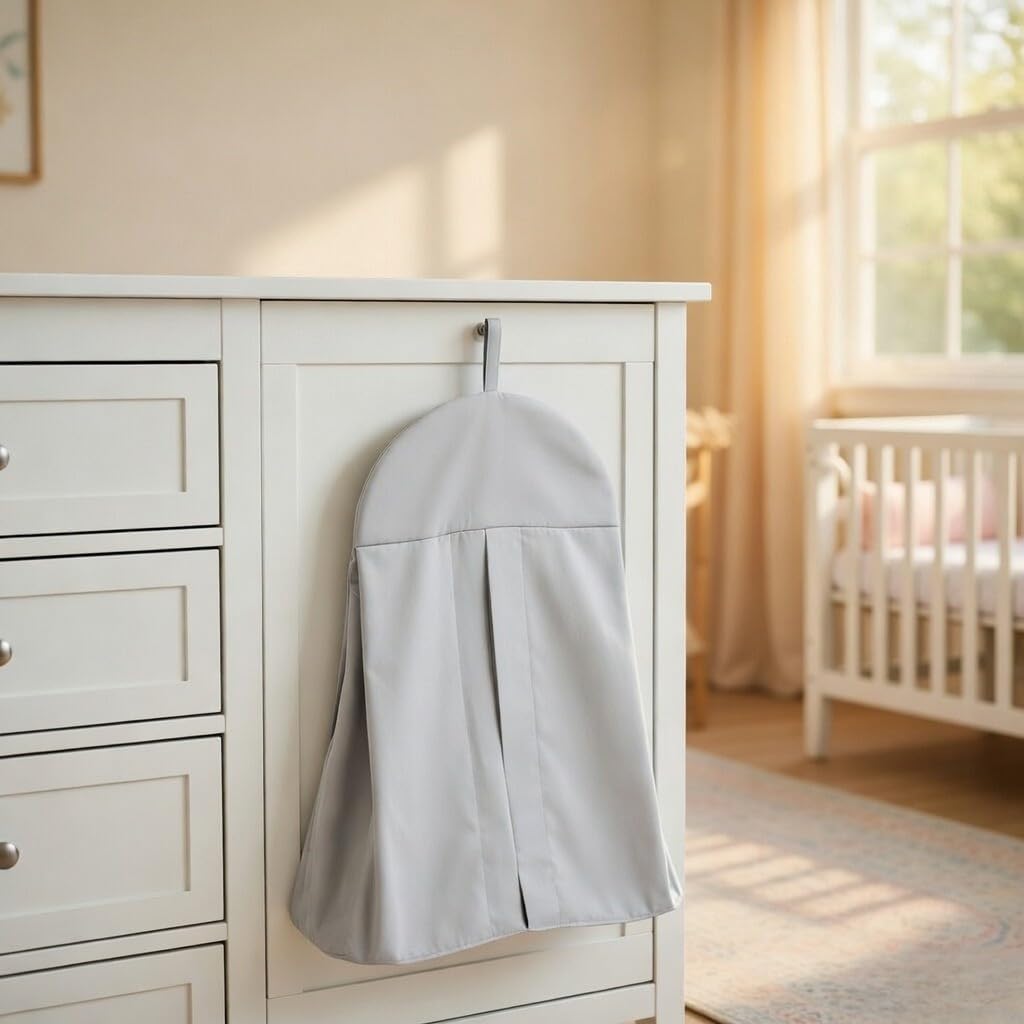 Light Pink Hanging Baby Diaper Caddy Organizer for Changing Station; Baby Nursery Décor for Girls; Diaper Stacker with Hook for Easy Reach - Safe Diaper Changes; Portable, Washable and Foldable