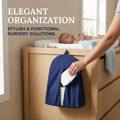 Light Pink Hanging Baby Diaper Caddy Organizer for Changing Station; Baby Nursery Décor for Girls; Diaper Stacker with Hook for Easy Reach - Safe Diaper Changes; Portable, Washable and Foldable