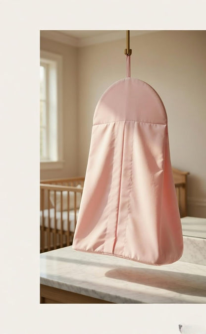 Light Pink Hanging Baby Diaper Caddy Organizer for Changing Station; Baby Nursery Décor for Girls; Diaper Stacker with Hook for Easy Reach - Safe Diaper Changes; Portable, Washable and Foldable
