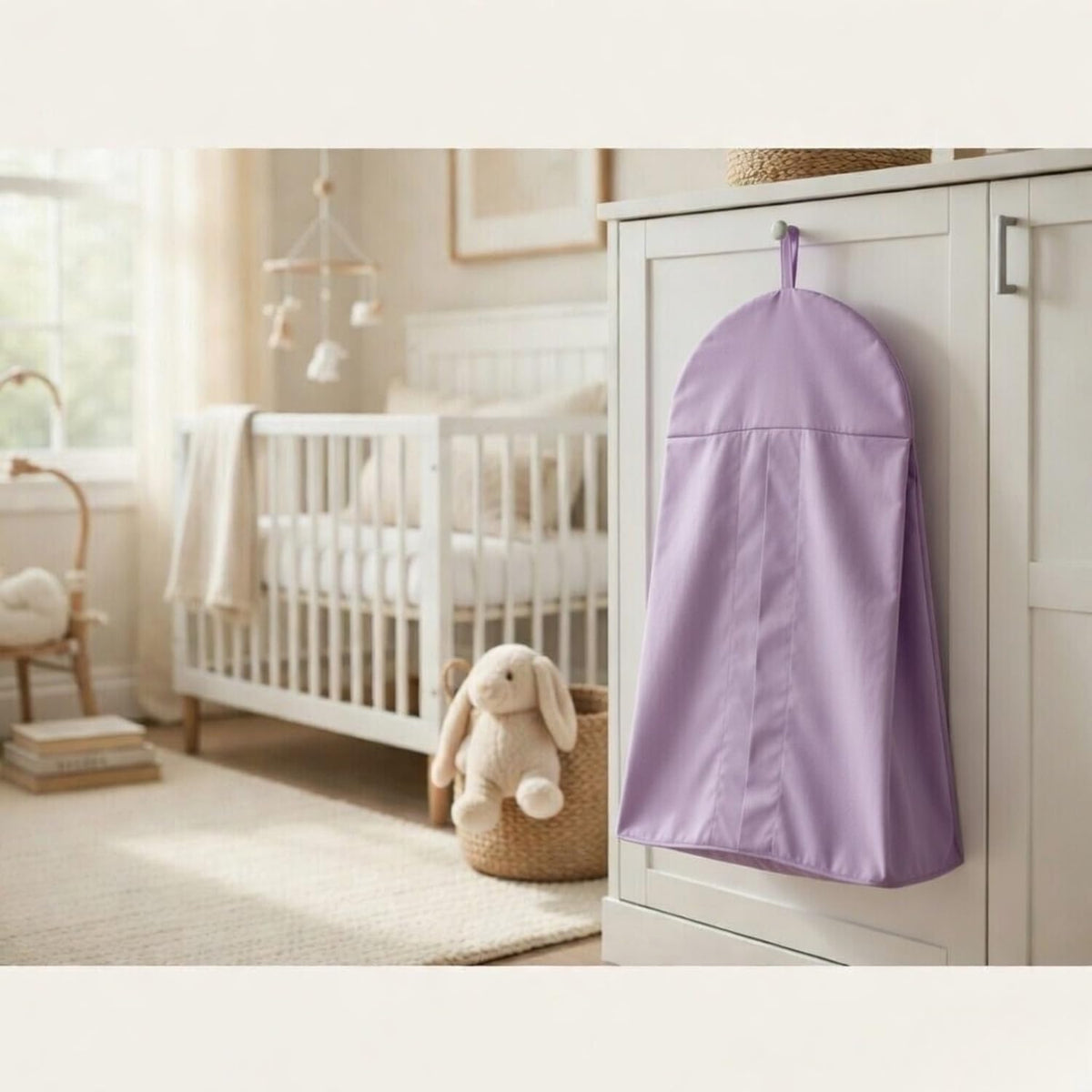 Light Pink Hanging Baby Diaper Caddy Organizer for Changing Station; Baby Nursery Décor for Girls; Diaper Stacker with Hook for Easy Reach - Safe Diaper Changes; Portable, Washable and Foldable