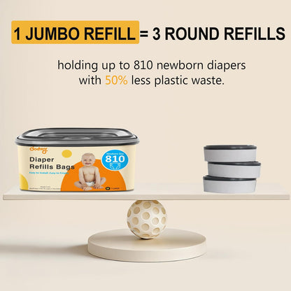 Jumbo Square Refill Fits Diaper Genie Classic, Compact, Select Pails
