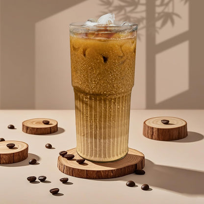 18.5oz Glass Cups with Lids and Straws – Single Reusable Tumbler, Thickened Shatter-Resistant Glass, Ideal for Iced Coffee, Smoothies, Cocktails, Juices – Elegant & Durable Drinkware