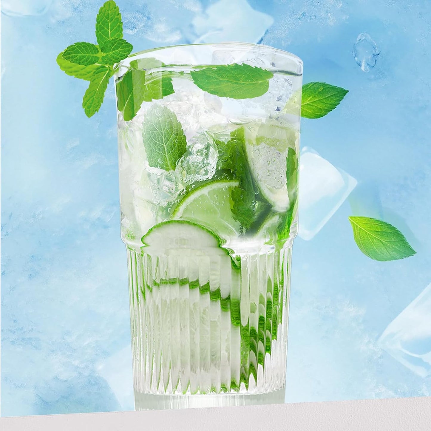 18.5oz Glass Cups with Lids and Straws – Single Reusable Tumbler, Thickened Shatter-Resistant Glass, Ideal for Iced Coffee, Smoothies, Cocktails, Juices – Elegant & Durable Drinkware