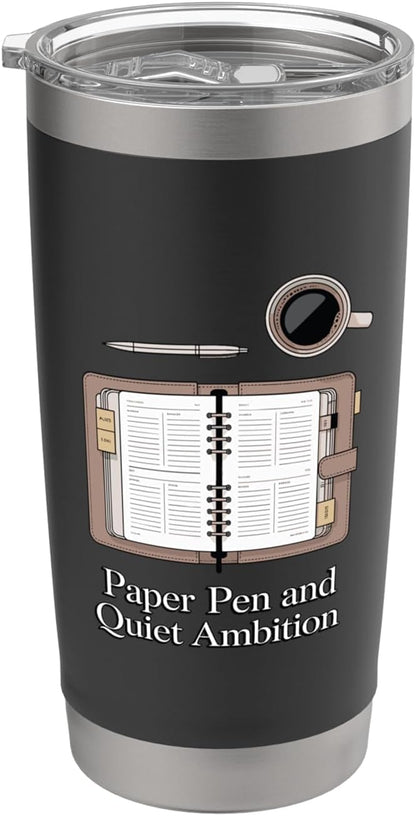 Paper Pen & Quiet Ambition Minimalist Office Stainless Steel Insulated Tumbler