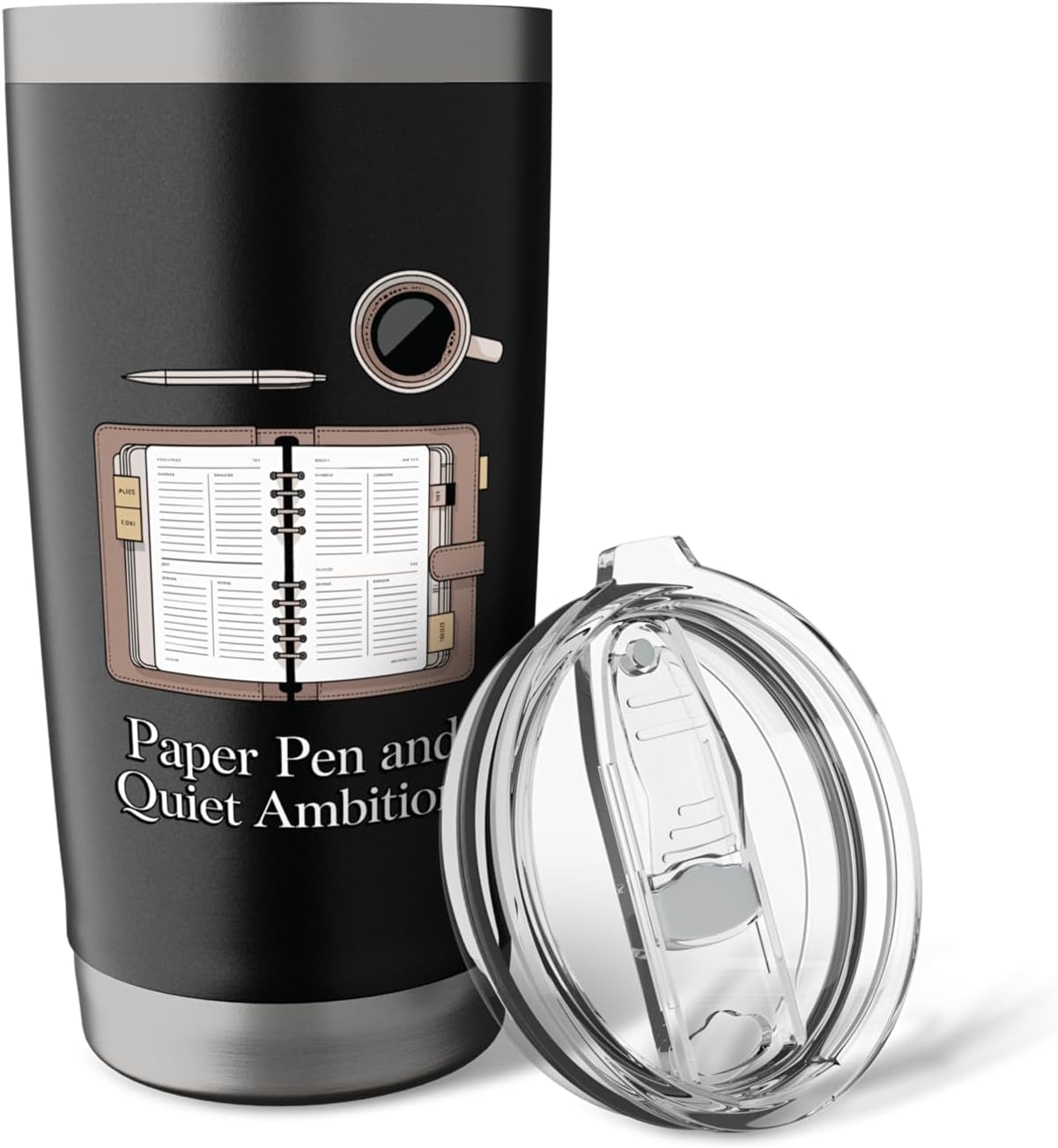 Paper Pen & Quiet Ambition Minimalist Office Stainless Steel Insulated Tumbler