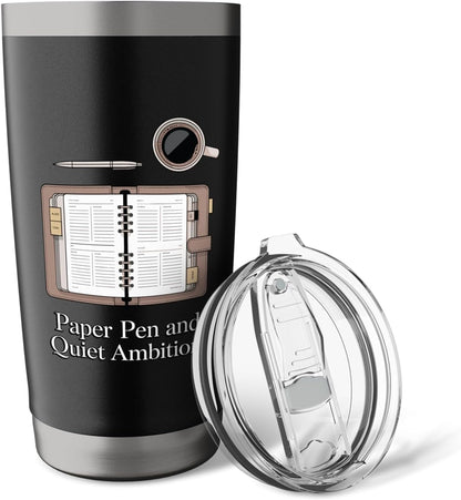 Paper Pen & Quiet Ambition Minimalist Office Stainless Steel Insulated Tumbler