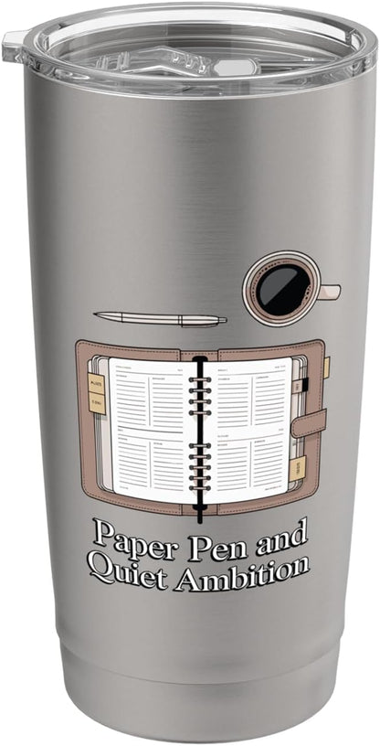 Paper Pen & Quiet Ambition Minimalist Office Stainless Steel Insulated Tumbler
