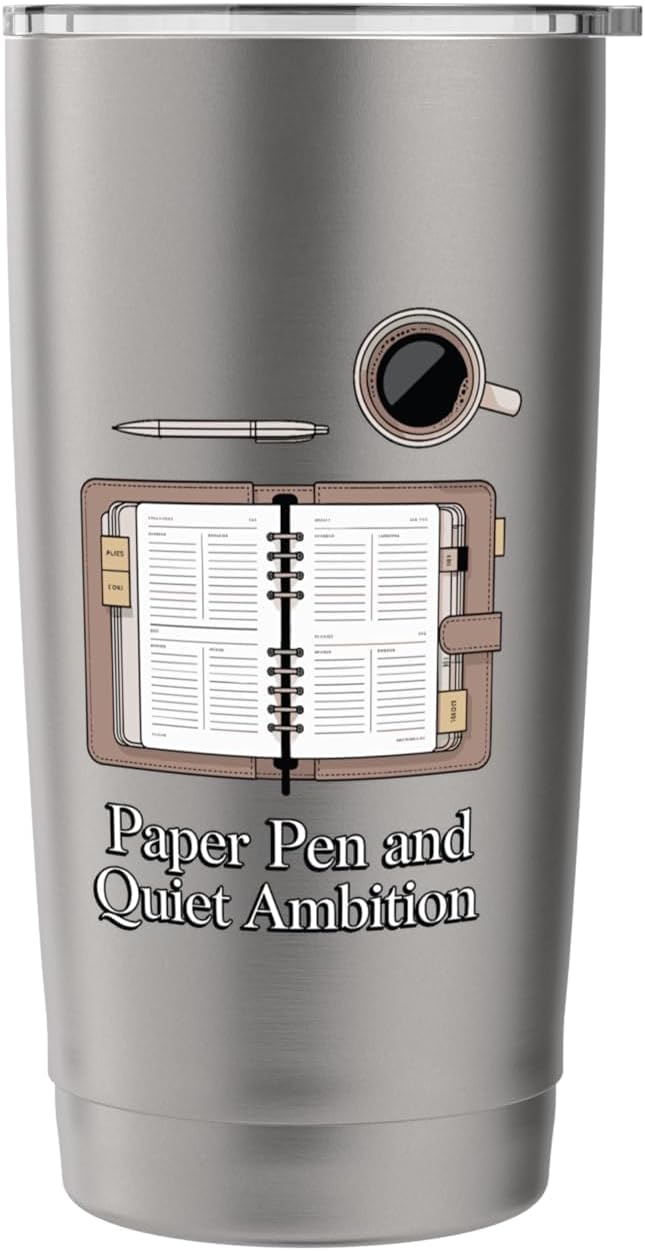 Paper Pen & Quiet Ambition Minimalist Office Stainless Steel Insulated Tumbler