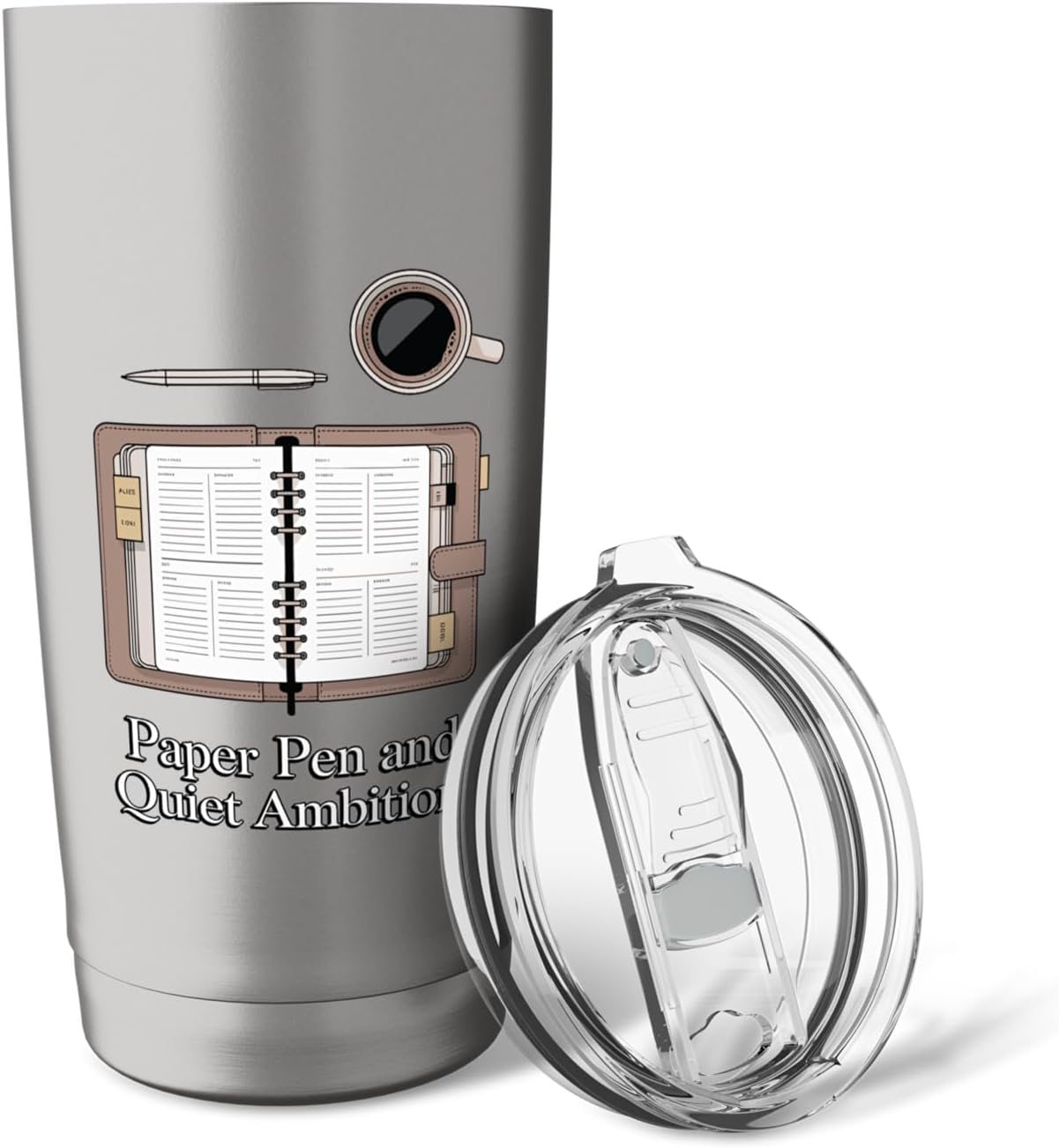 Paper Pen & Quiet Ambition Minimalist Office Stainless Steel Insulated Tumbler