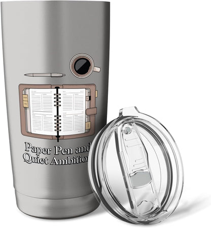 Paper Pen & Quiet Ambition Minimalist Office Stainless Steel Insulated Tumbler