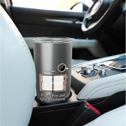 Paper Pen & Quiet Ambition Minimalist Office Stainless Steel Insulated Tumbler