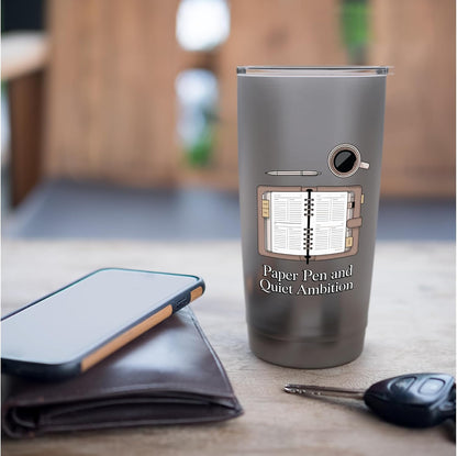 Paper Pen & Quiet Ambition Minimalist Office Stainless Steel Insulated Tumbler