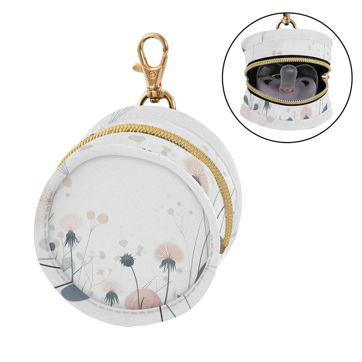 Pretty Wildflowers Baby Pacifier Holder Case, Dustproof Portable Storage Box for Diaper Bag Purse, Pacifier Storage Container for Boys & Girls