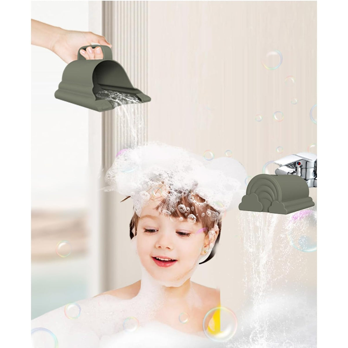 Bath Rinse Cup Silicone Shampoo Rinser Hair Shampoo Rinser Portable Bathing Tool for Toddler Body Washing Rinse Cup Bath Multifunctional Bathing Tool for