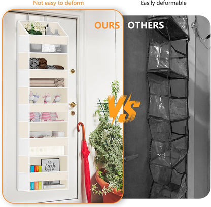 Over The Door Organizer - Over Door Storage Organizer with 5 Large Pockets & 10 Mesh Side Compartments - Heavy-Duty Hanging Storage for Bathroom, Bedroom & Closet - Baby Room Organize - Grey