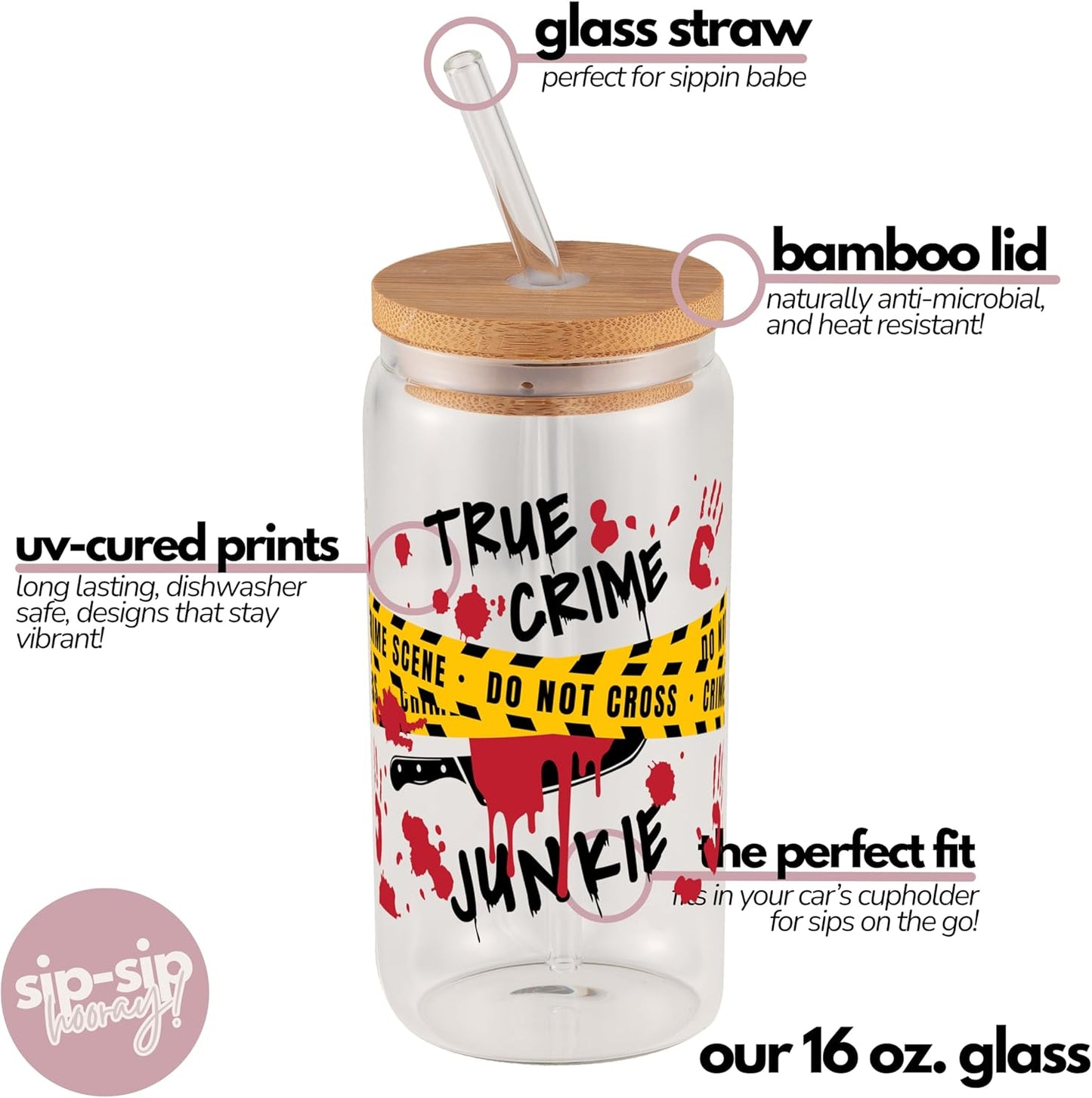 ! Coquette Bow Cherry 16oz Glass Can Cup with Lid and Straw, Pink Aesthetic Iced Coffee Cup, Cute for Her
