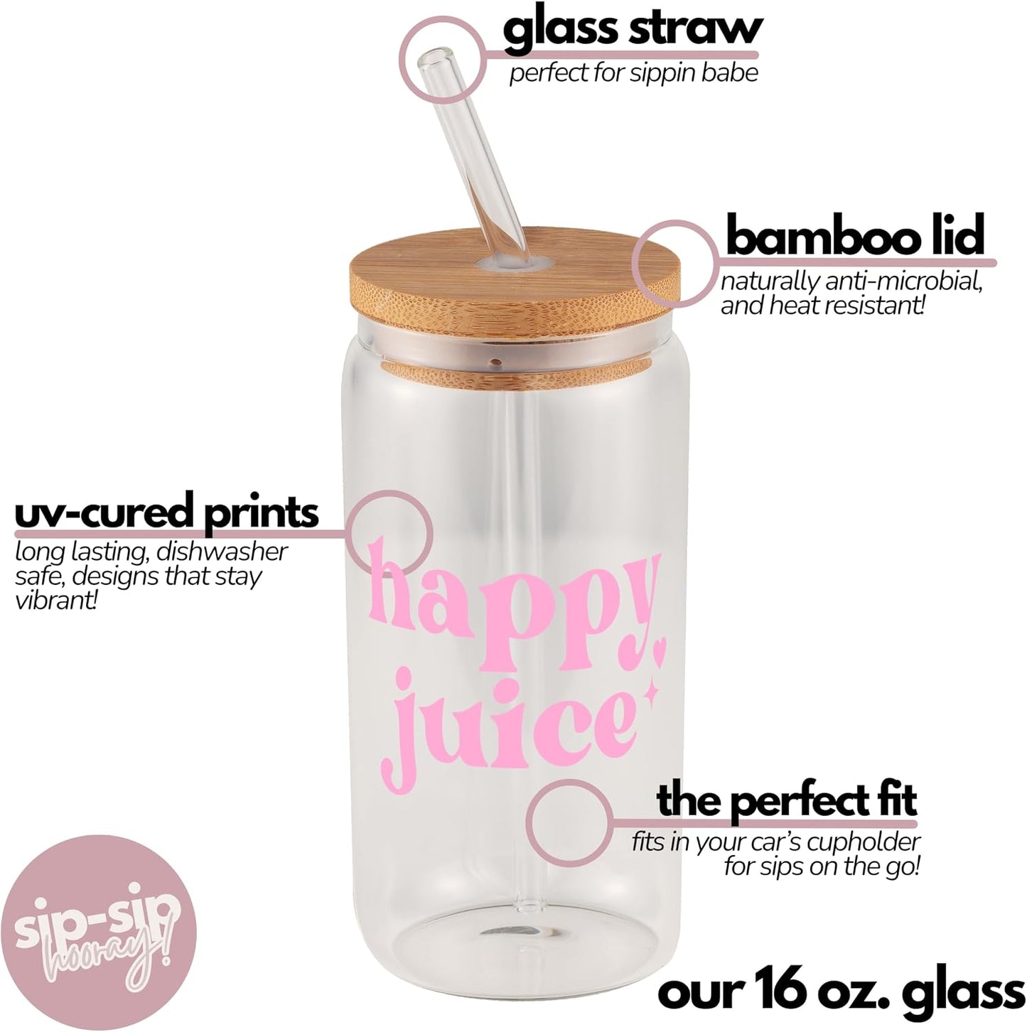 ! Coquette Bow Cherry 16oz Glass Can Cup with Lid and Straw, Pink Aesthetic Iced Coffee Cup, Cute for Her