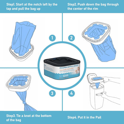 Jumbo+ Square Refills Disposal Bags Refill (Baby Powder Scent) Compatible with Diaper Genie Classic, Compact, Premier and Select Pails, Hold Up to 1080 Newborn-Sized Diapers Per Refill