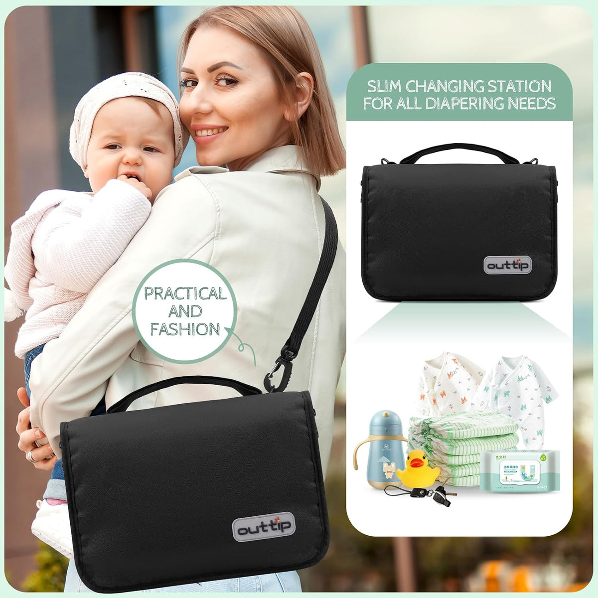 Premium Small Diaper Bag - Lightweight, Spacious & with Portable Changing Pad – Little Baby Bag Perfect for Day Trips – Quick-Access Wipes Pocket & Dedicated Parents’ Organizer Swan
