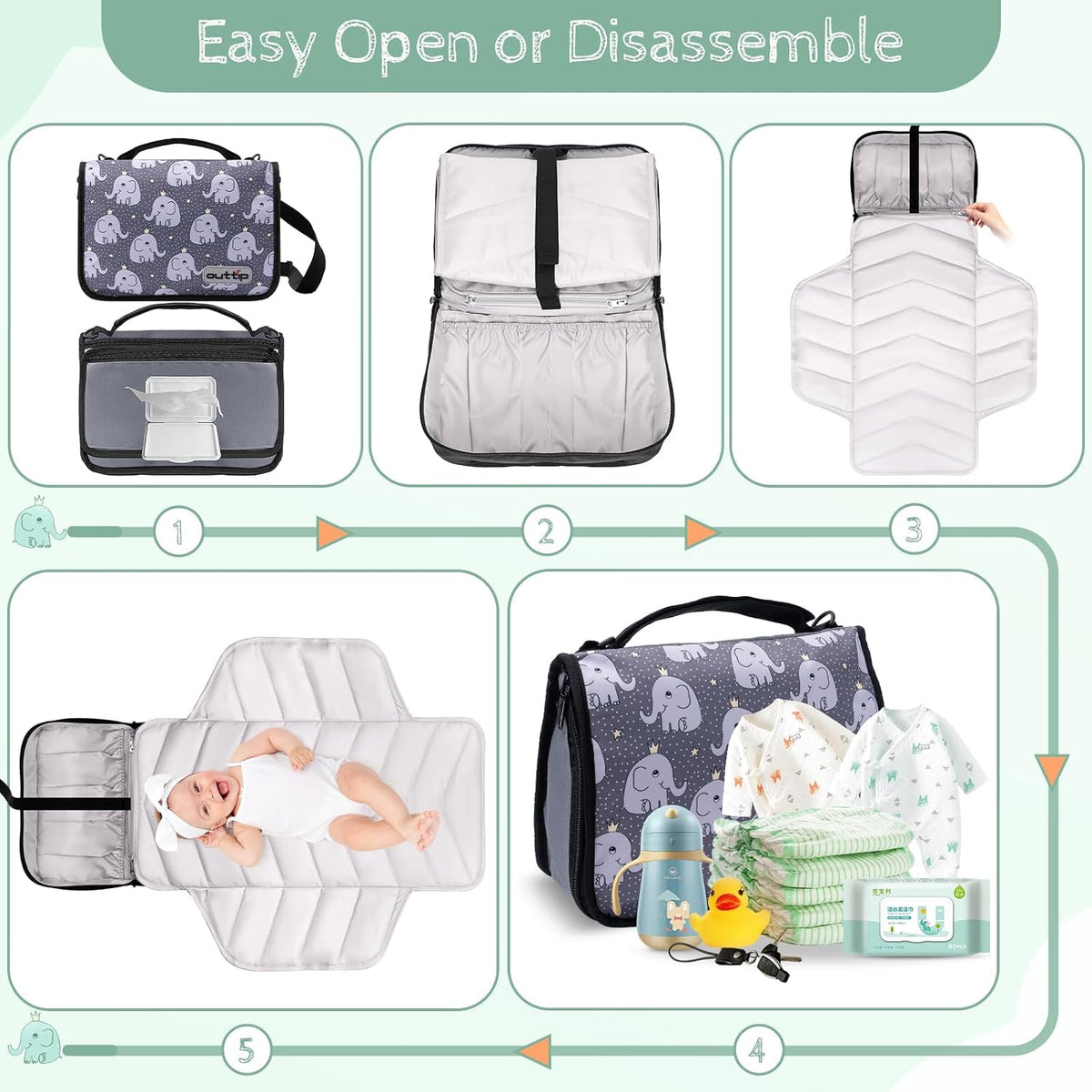 Premium Small Diaper Bag - Lightweight, Spacious & with Portable Changing Pad – Little Baby Bag Perfect for Day Trips – Quick-Access Wipes Pocket & Dedicated Parents’ Organizer Swan