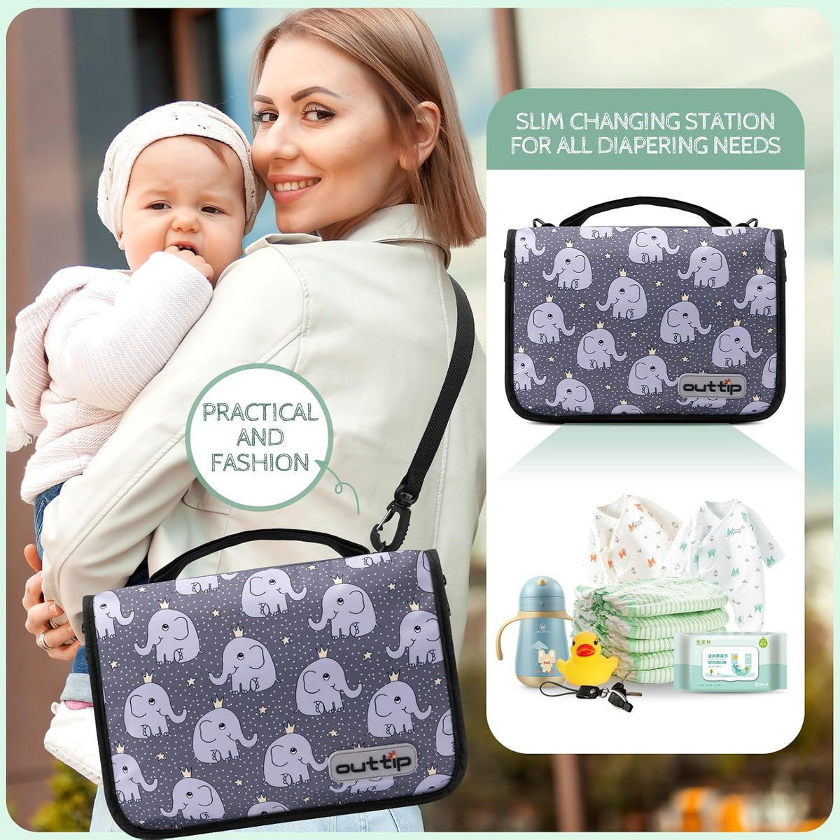 Premium Small Diaper Bag - Lightweight, Spacious & with Portable Changing Pad – Little Baby Bag Perfect for Day Trips – Quick-Access Wipes Pocket & Dedicated Parents’ Organizer Swan