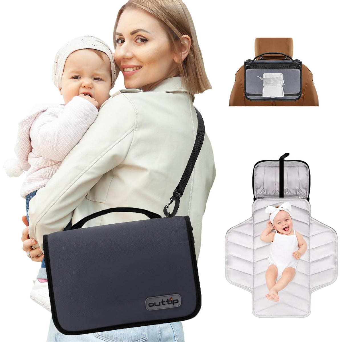 Premium Small Diaper Bag - Lightweight, Spacious & with Portable Changing Pad – Little Baby Bag Perfect for Day Trips – Quick-Access Wipes Pocket & Dedicated Parents’ Organizer Swan