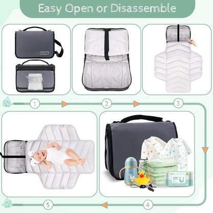 Premium Small Diaper Bag - Lightweight, Spacious & with Portable Changing Pad – Little Baby Bag Perfect for Day Trips – Quick-Access Wipes Pocket & Dedicated Parents’ Organizer Swan