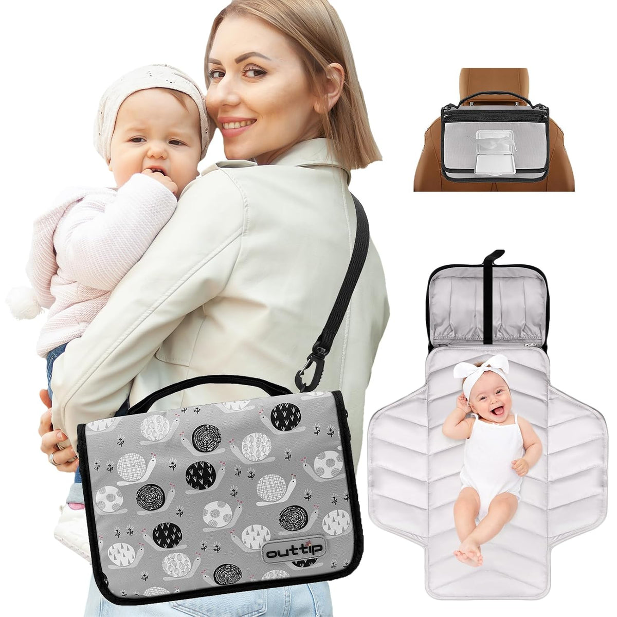 Premium Small Diaper Bag - Lightweight, Spacious & with Portable Changing Pad – Little Baby Bag Perfect for Day Trips – Quick-Access Wipes Pocket & Dedicated Parents’ Organizer Swan
