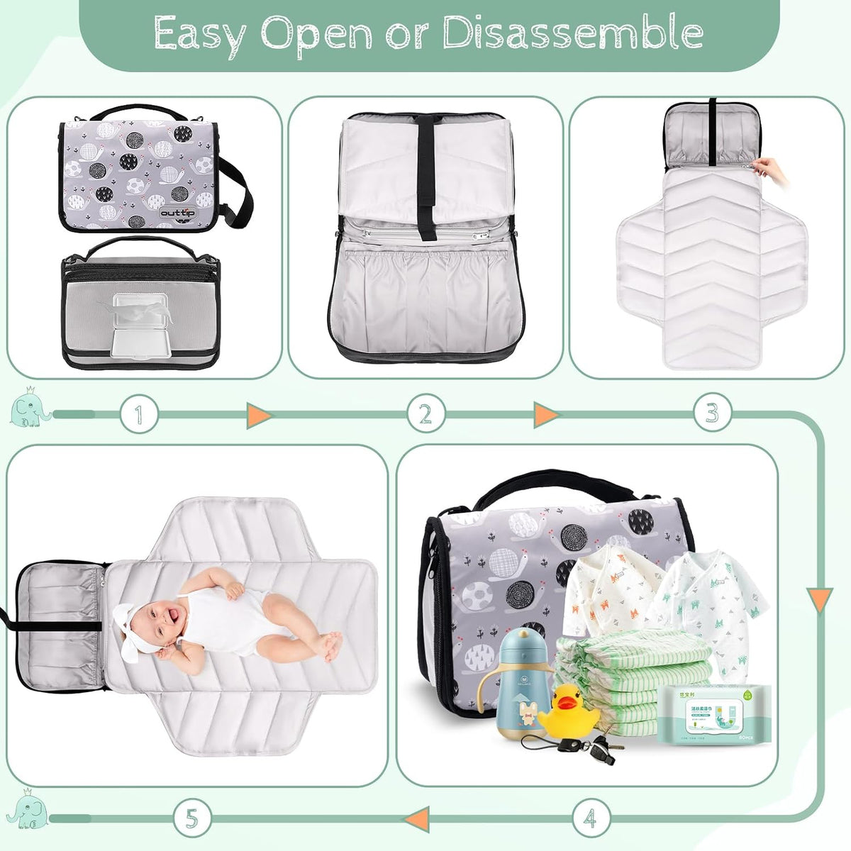 Premium Small Diaper Bag - Lightweight, Spacious & with Portable Changing Pad – Little Baby Bag Perfect for Day Trips – Quick-Access Wipes Pocket & Dedicated Parents’ Organizer Swan