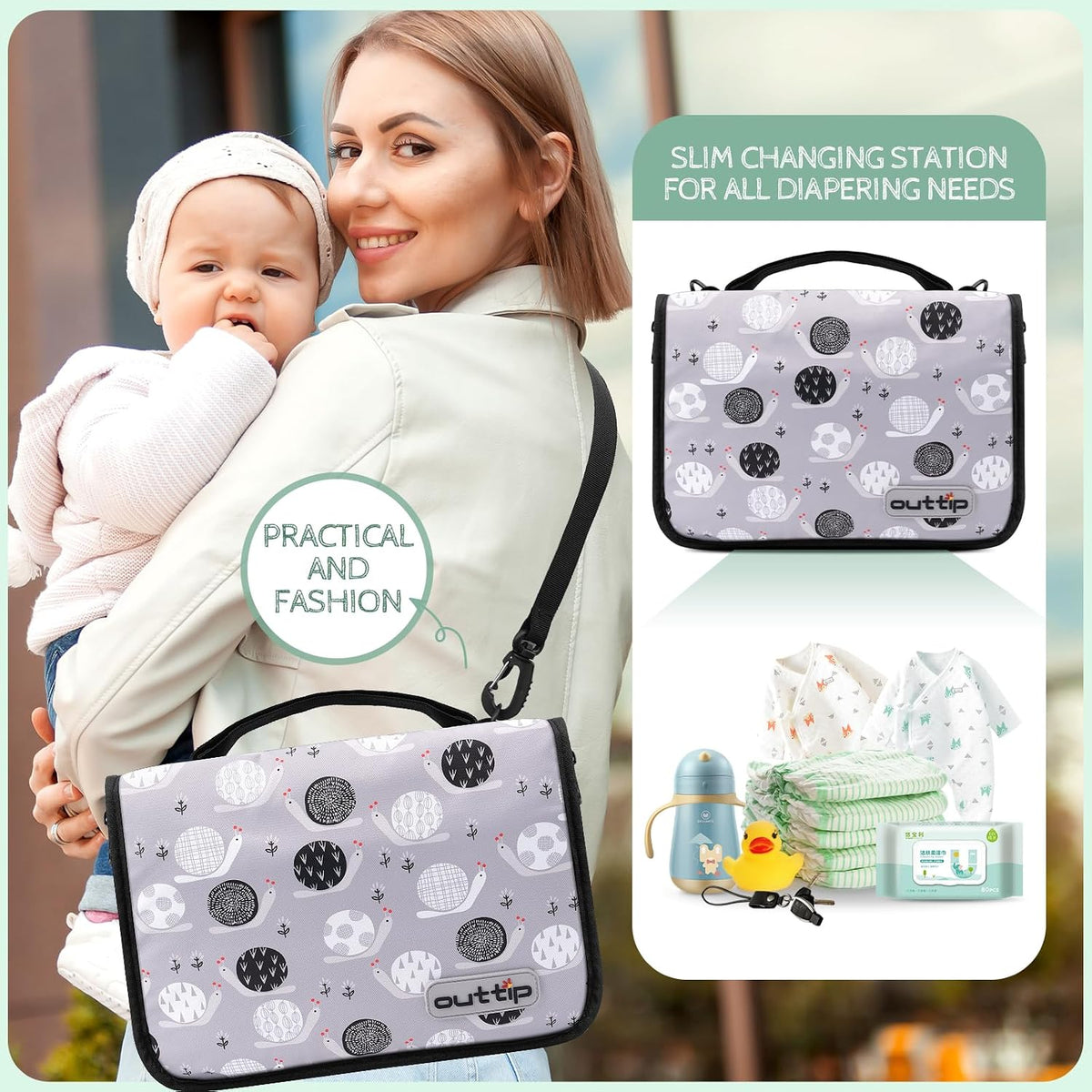 Premium Small Diaper Bag - Lightweight, Spacious & with Portable Changing Pad – Little Baby Bag Perfect for Day Trips – Quick-Access Wipes Pocket & Dedicated Parents’ Organizer Swan