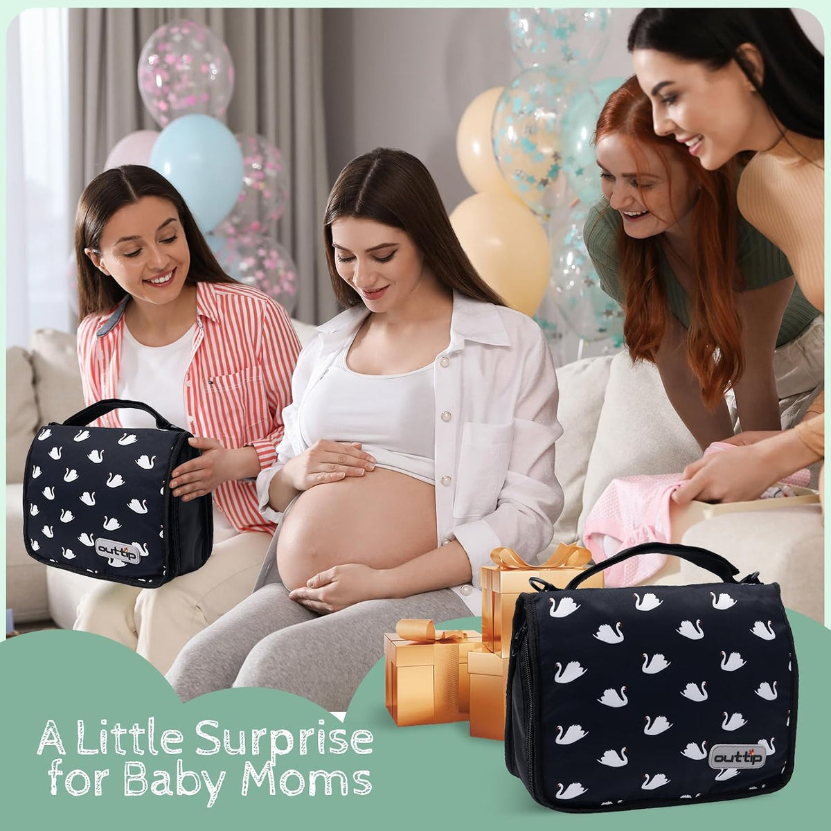 Premium Small Diaper Bag - Lightweight, Spacious & with Portable Changing Pad – Little Baby Bag Perfect for Day Trips – Quick-Access Wipes Pocket & Dedicated Parents’ Organizer Swan