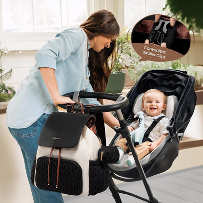 Diaper Bag Backpack, Small Baby Bag, Cute Baby Diaper Bag, Stylish Water-Resistant Travel Baby Bag for Mom, Baby Backpack with Changing Pad, Stroller Straps -Khaki
