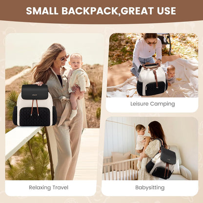 Diaper Bag Backpack, Small Baby Bag, Cute Baby Diaper Bag, Stylish Water-Resistant Travel Baby Bag for Mom, Baby Backpack with Changing Pad, Stroller Straps -Khaki