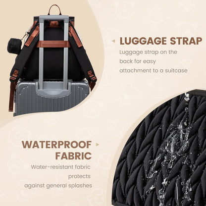 Diaper Bag Backpack, Small Baby Bag, Cute Baby Diaper Bag, Stylish Water-Resistant Travel Baby Bag for Mom, Baby Backpack with Changing Pad, Stroller Straps -Khaki