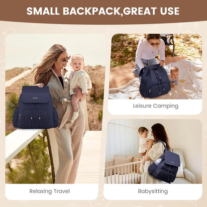 Diaper Bag Backpack, Small Baby Bag, Cute Baby Diaper Bag, Stylish Water-Resistant Travel Baby Bag for Mom, Baby Backpack with Changing Pad, Stroller Straps -Khaki
