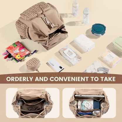 Diaper Bag Backpack, Small Baby Bag, Cute Baby Diaper Bag, Stylish Water-Resistant Travel Baby Bag for Mom, Baby Backpack with Changing Pad, Stroller Straps -Khaki